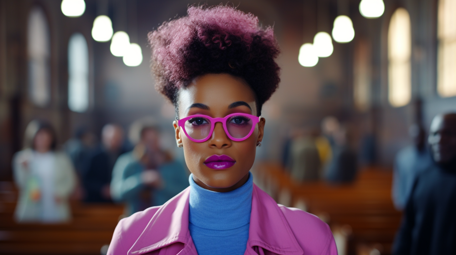 Vibrant Church Fashion: Confident Black Woman’s Portrait
